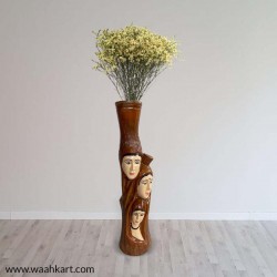 Three Lady Face Wooden Shade Vase