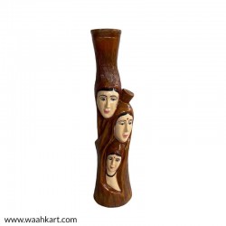 Three Lady Face Wooden Shade Vase