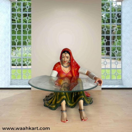 Traditional Rajasthani Lady Table (Without Glass)