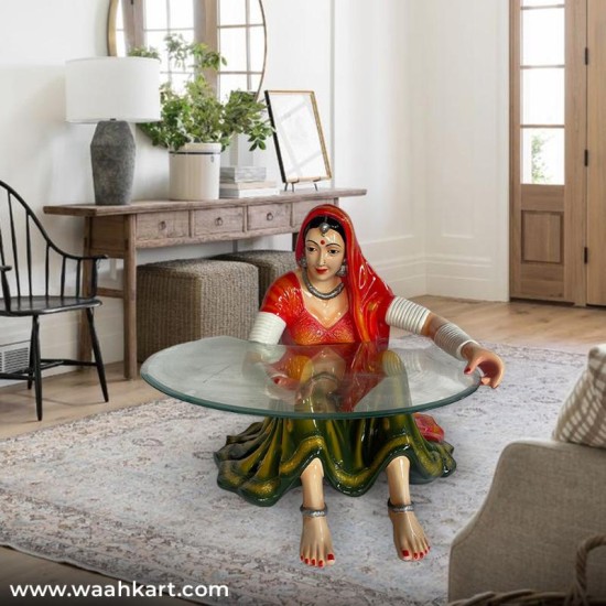 Traditional Rajasthani Lady Table (Without Glass)