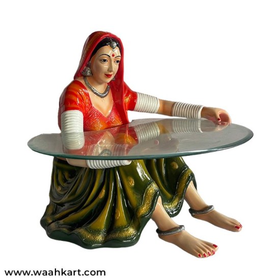 Traditional Rajasthani Lady Table (Without Glass)