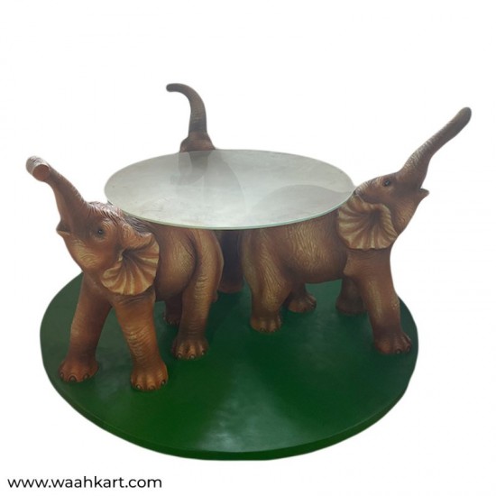 Two Step Three Elephant Center Table (Without Glass)