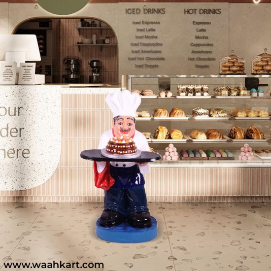 Waiter Statue Serving Cake With Pleasure