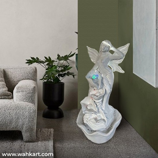 White Angel Fountain With LED Light