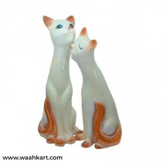 White Cat Pair Showpiece