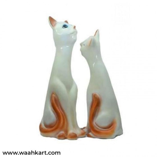 White Cat Pair Showpiece