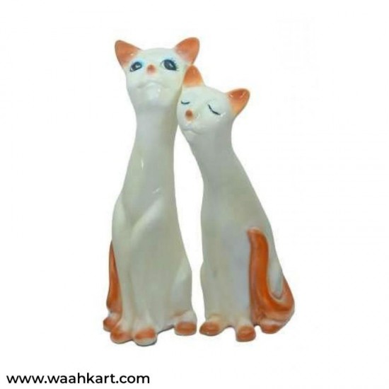 White Cat Pair Showpiece