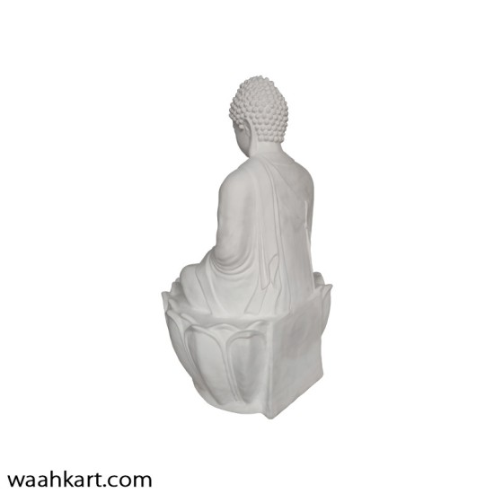 White Meditating Buddha Statue On Lotus