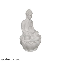 White Meditating Buddha Statue On Lotus