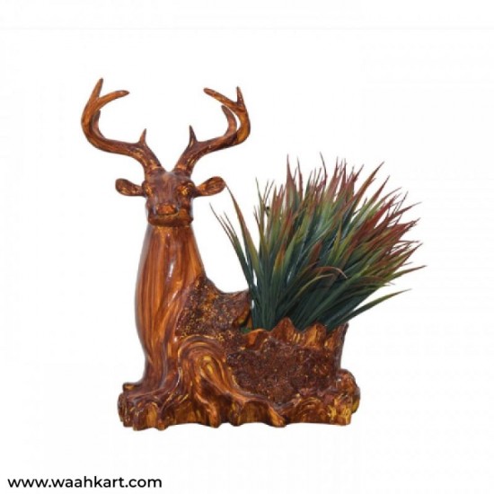 Wooden Color Deer Showpiece