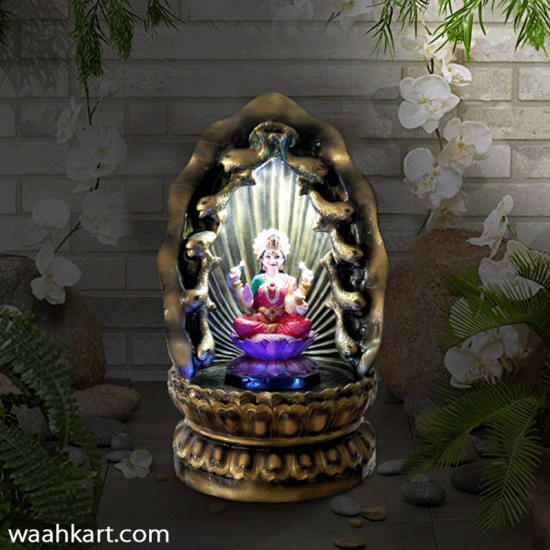 Attractive Laxmi Mata Statue With Waterfall And L E D Light