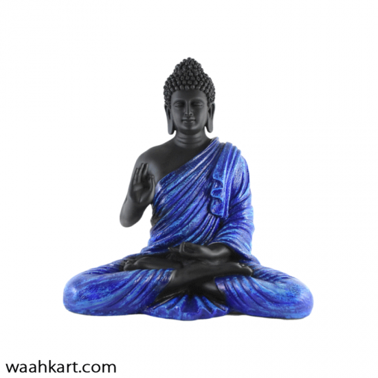 Spiritual Gautam Buddha Sitting Statue- Black And Blue