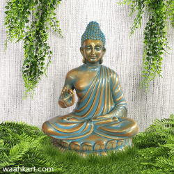 Sitting Buddha In Metallic Golden Blue Colour 