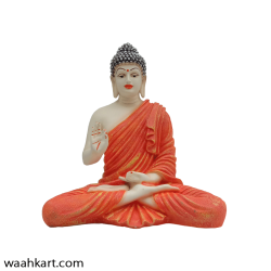 Gautam Buddha Sitting Statue - Orange Shade