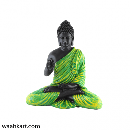 Gautam Buddha Sitting Statue- Black And Green