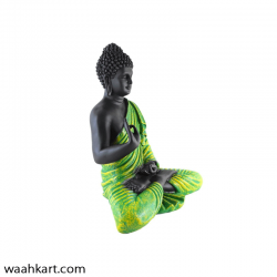 Spiritual Gautam Buddha Sitting Statue- Black And Green