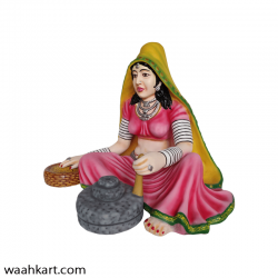 Fiber Indian Lady Grinding Wheat (Gehu Piste Hue Lady)