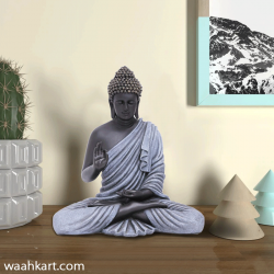 Spiritual Gautam Buddha Sitting Statue - Gray And Black Shade