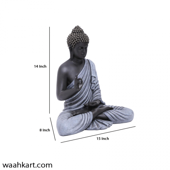 Gautam Buddha Sitting Statue - Gray And Black Shade