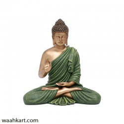 Gautam Buddha Sitting Statue - Green And Golden Shade