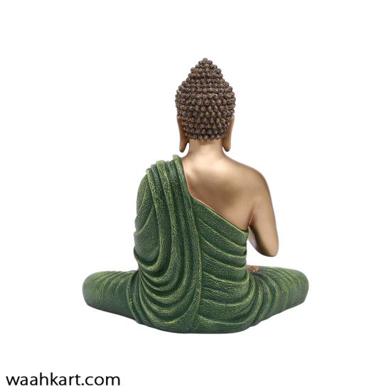 Spiritual Gautam Buddha Sitting Statue - Green And Golden Shade
