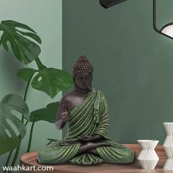 Spiritual Gautam Buddha Sitting Statue - Green And Bronze Shade