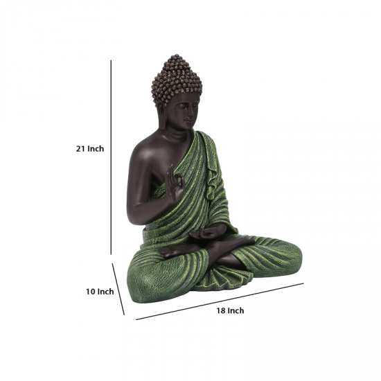 Spiritual Gautam Buddha Sitting Statue - Green And Bronze Shade