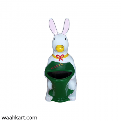 Rabbit Dustbin With Green Basket
