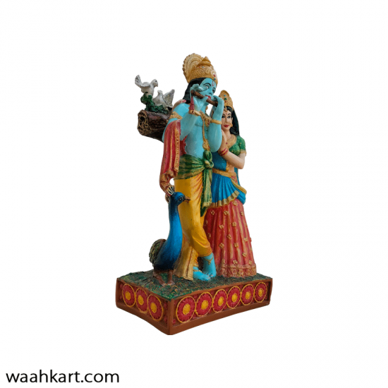 Radha Krishna With Peacock Statue