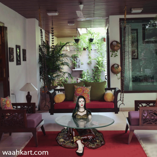 Gorgeous Rajasthani Lady Sitting Position - Fancy Table (Without glass)