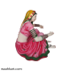 Rajasthani Lady Center Table- Pink (Without Glass)