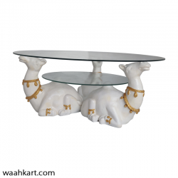 Royal Rajasthan Camel Center Table - In White Colour (Without Glass)