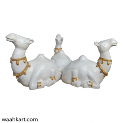 Royal Rajasthan Camel Center Table - In White Colour (Without Glass)