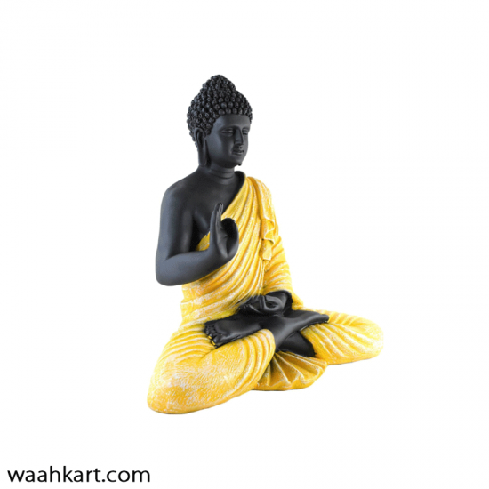Spiritual Gautam Buddha Sitting Statue- Black And Yellow