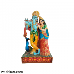 Radha Krishna With Peacock Statue