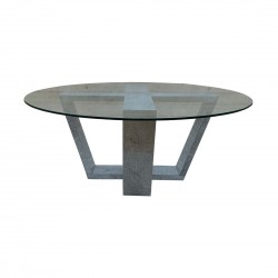 Round Marble Look Modern Center Table