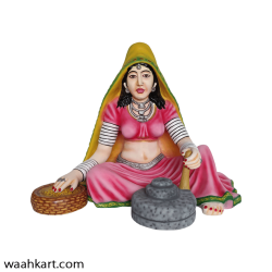 Fiber Indian Lady Grinding Wheat (Gehu Piste Hue Lady)