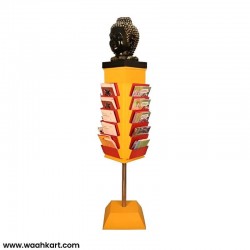 Adjustable Bookshelf With Lord Buddha Face Sculpture