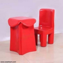 Kids Fiber Red Long Table And Chair Set