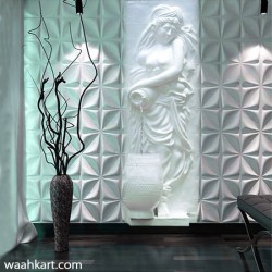 Beautiful Lady Mural In White Color Holding Pot with Fountain