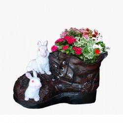 Real Size Shoe with Rabbit Planter 