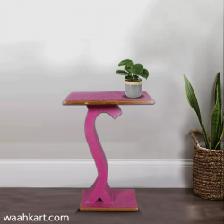 Wooden-Pink Colored Top End Table