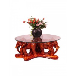 Wooden Shade Elephant Center Table (without glass)