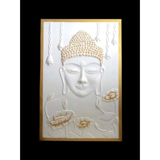 Gautam Buddha Wall Hanging In White And Golden