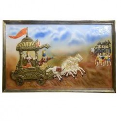 Hand-made 3D Mural Of Mahabharata In Multi-color