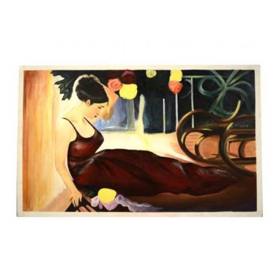 Hand-made Canvas Painting Of A Lady