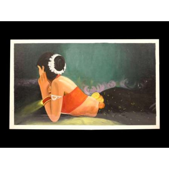 Lady Canvas Painting In Sleeping Position