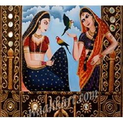 Rajasthani Royal Lady Canvas 3D Mural Painting