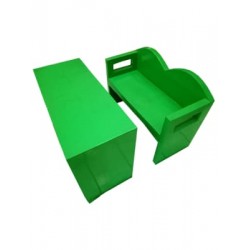 Green Fiber Bench And Desk (6-Set)
