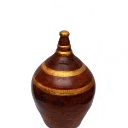 Maroon/Golden Money Bank With Flower Pot